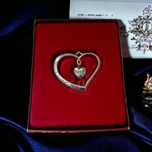LENOX Forevermore Ornament Our First‎ Christmas 2011 Annual Silver Plate Heart.